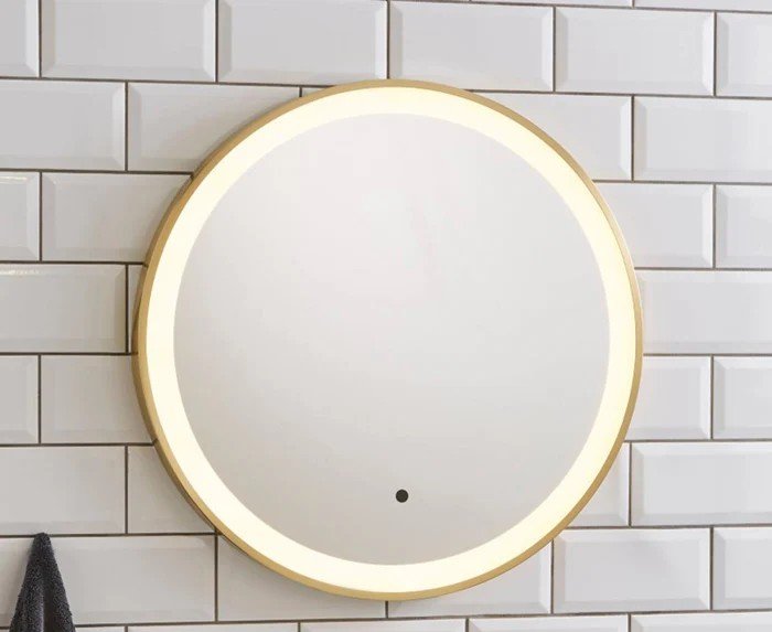 Novara Round Brushed Brass Bathroom Mirror 600mm image 2