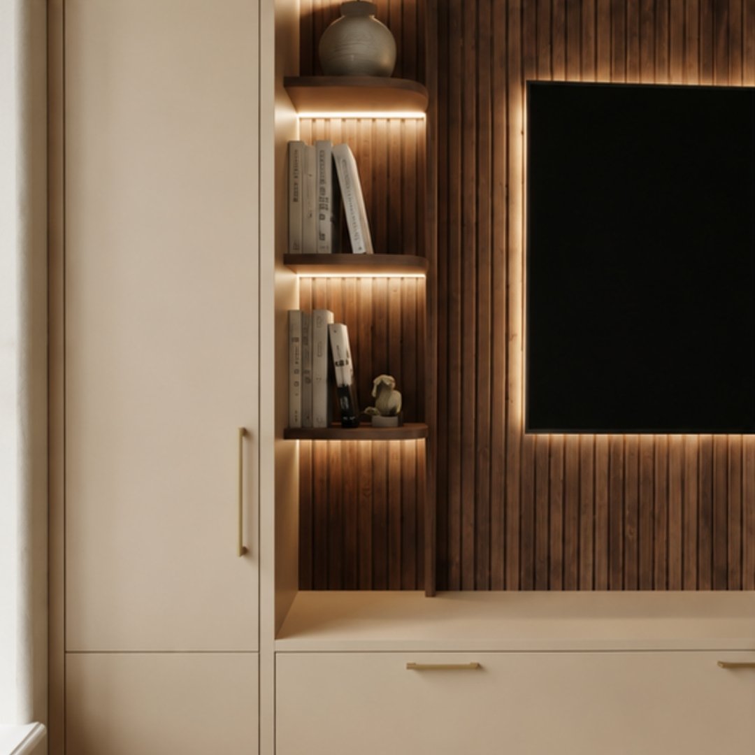 Luxury Fluted Wood TV Wall Unit image 4