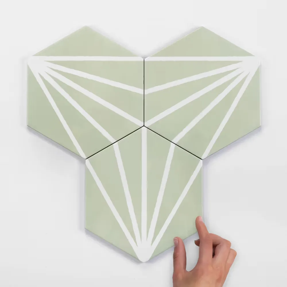 Lilypad Hexagon Verde Matt Porcelain Tile 23x20cm