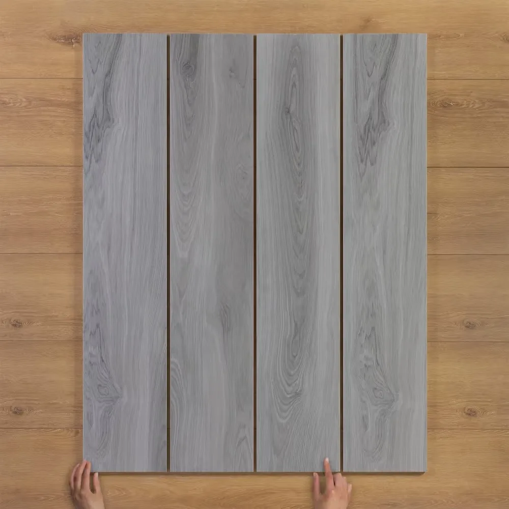 Green Heart Grey Wood-Effect Matt Porcelain Tile 120x23cm