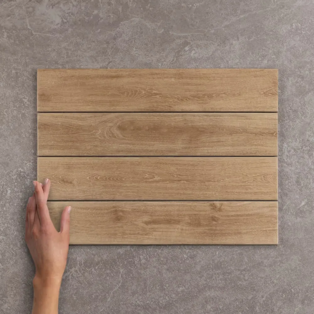Yosemite Wood-Effect Beige Placket Matt Porcelain Tile 44x8cm