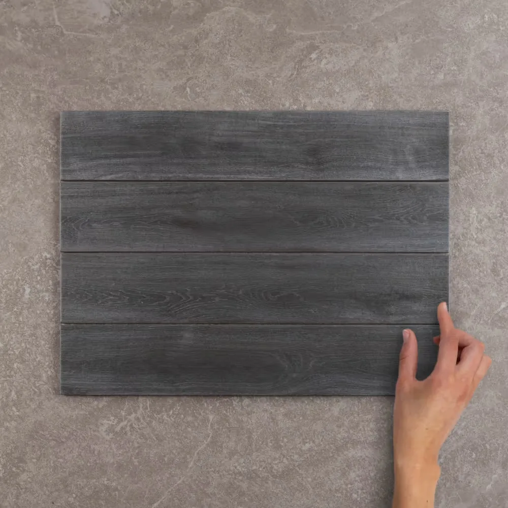 Yosemite Wood-Effect Grafito Placket Matt Porcelain Tile 44x8cm