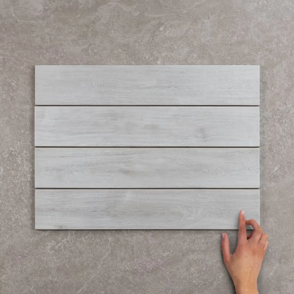 Yosemite Wood-Effect Gris Placket Matt Porcelain Tile 44x8cm