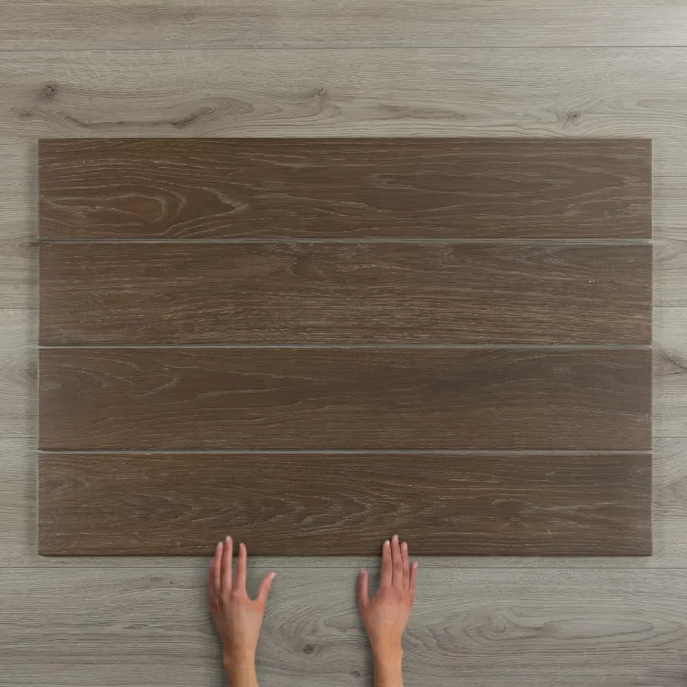 IWood Walnut Wood-Effect Matt Porcelain Tile 90x15cm