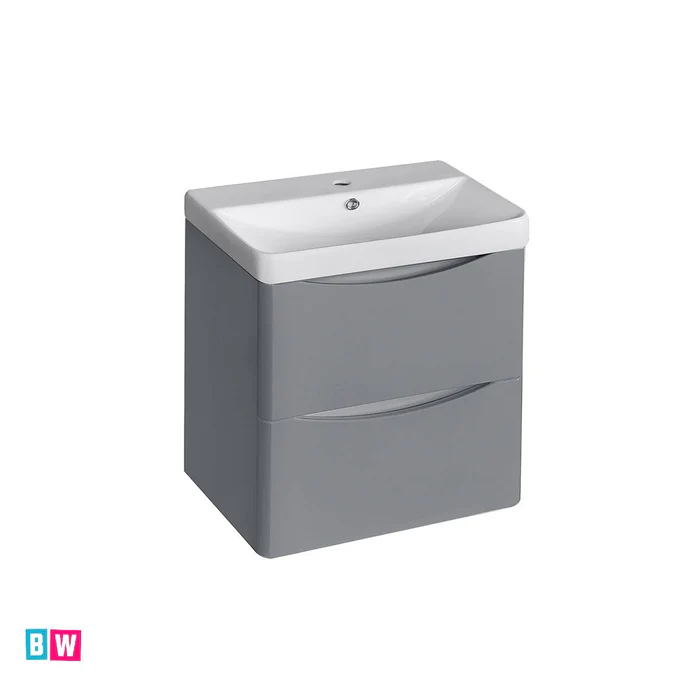 Rimini Wall Hung Matt Stone Grey 500mm Unit & Basin