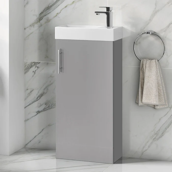Flow 400mm Floorstanding Cloakroom Unit - Matt Stone Grey