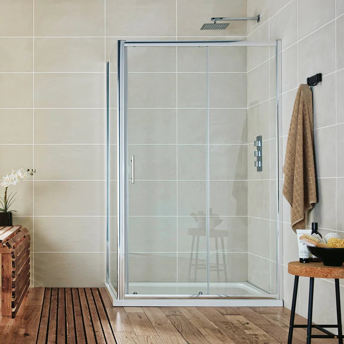 Roma Chrome 900mm Shower Side Panel