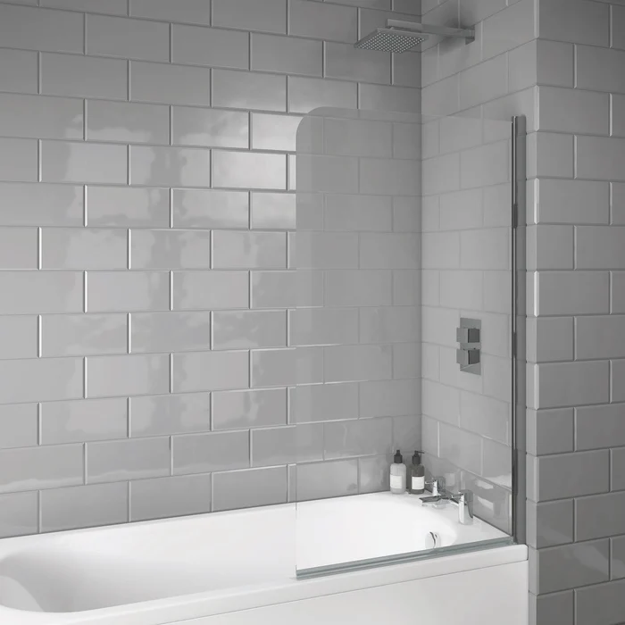 Flow Chrome Shower Bath Screen Curved