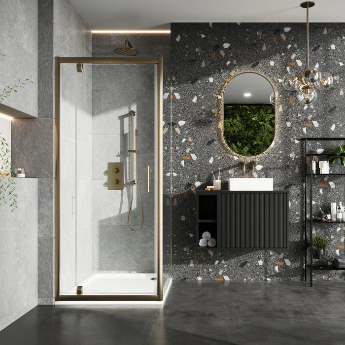 Roma Brushed Brass 700mm Shower Door Side Panel
