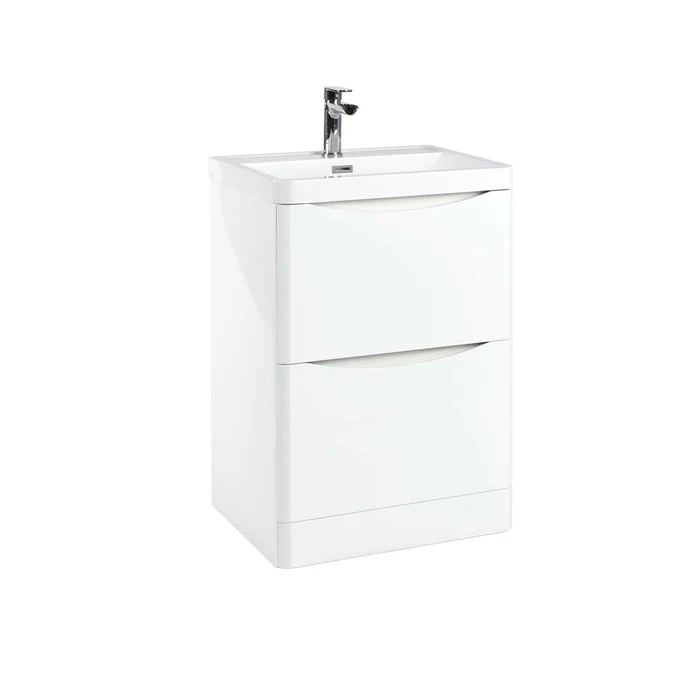 Rimini 600mm White 2 Drawer Floor Unit