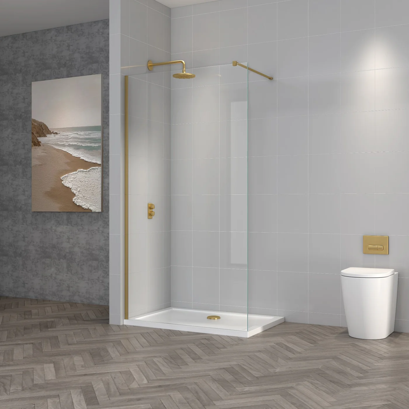 1200mm Brushed Brass Wet Room Enclosure