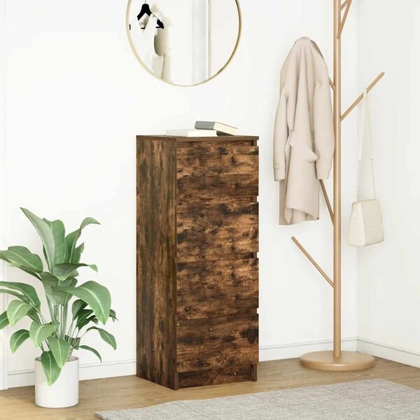 vidaXL Sideboard Smoked Oak 37.5x35x99 cm Engineered Wood