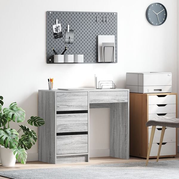 vidaXL Desk with Drawer Grey Sonoma 90 x 37.5 x 75 cm Engineered Wood