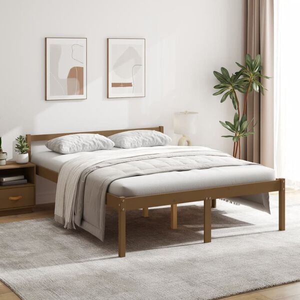 vidaXL Senior Bed without Mattress Honey Brown 150x200cm King Size
