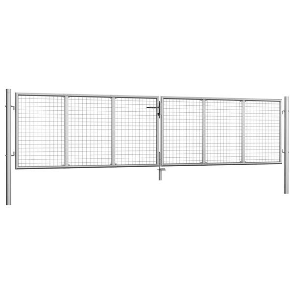vidaXL Garden Gate Galvanised Steel 415x75 cm Silver