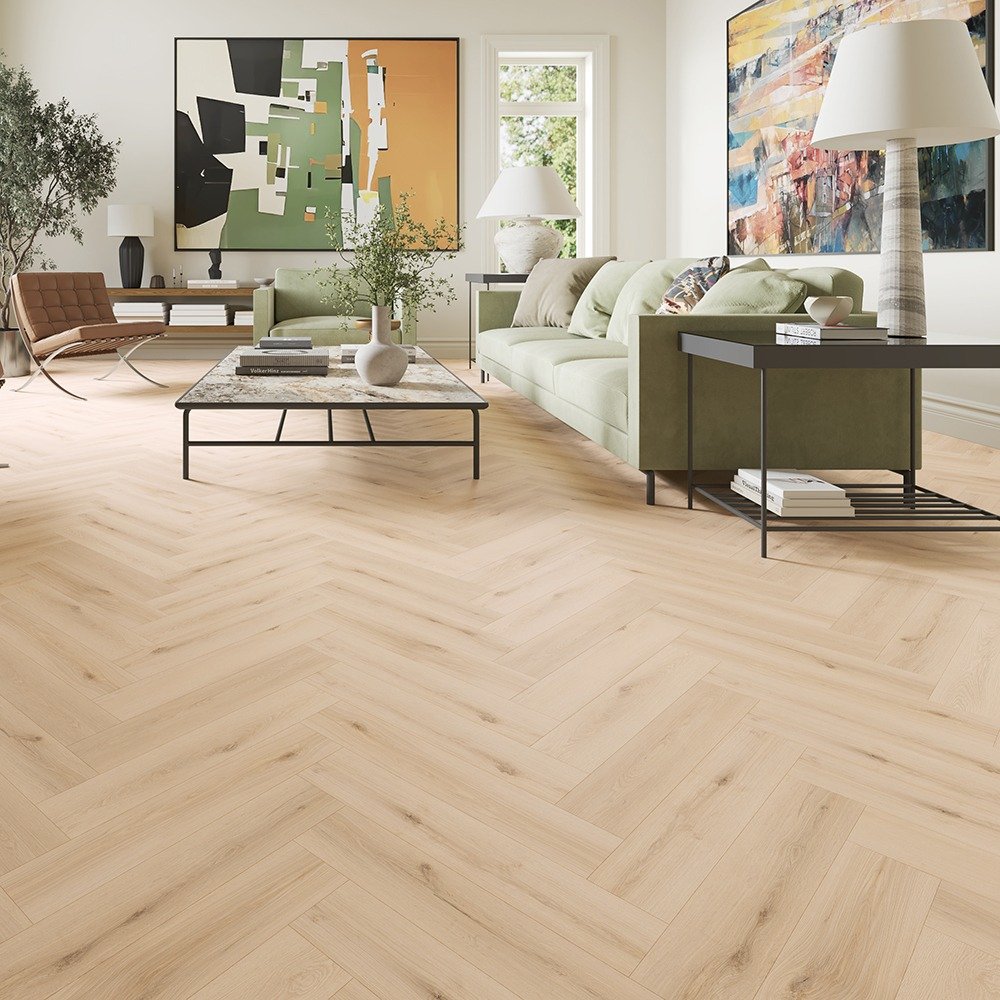 12mm Milano 4V AC5 Campagna Oak Herringbone Laminate Flooring 60x10cm