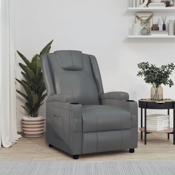vidaXL Recliner Chair Anthracite Faux Leather