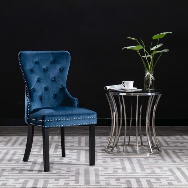 vidaXL Dining Chairs 2 pcs Blue Velvet
