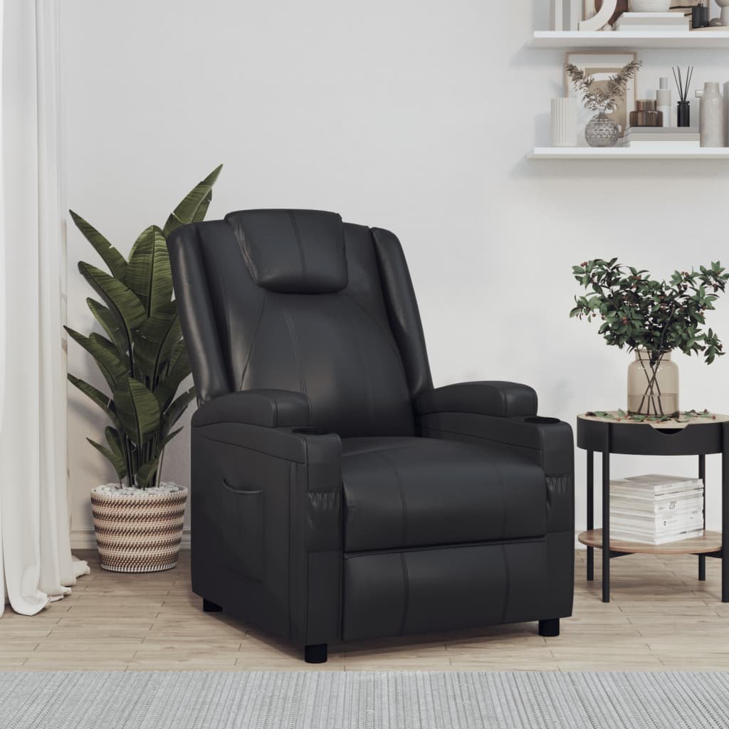 vidaXL Recliner Chair Black Faux Leather