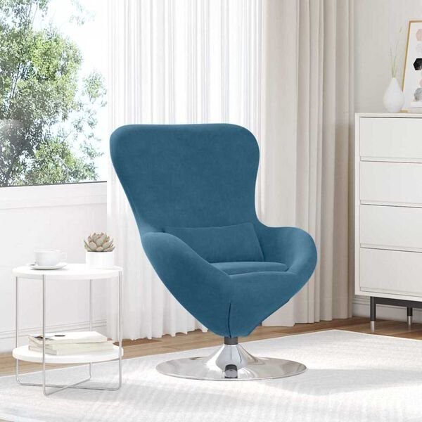 vidaXL Egg Chair Blue 63 x 73 x 90 cm Velvet
