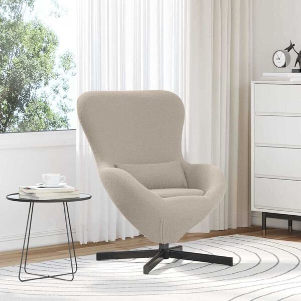 vidaXL Egg Chair Light grey Curly Wool-like Fabric