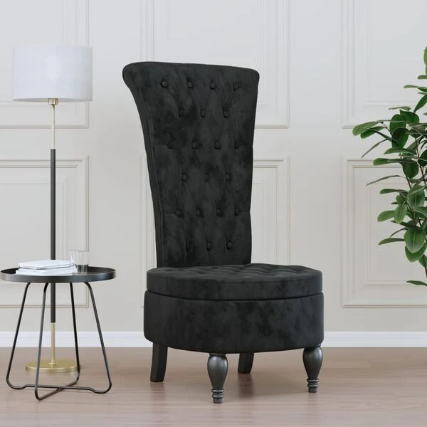 vidaXL High Back Chair Black Velvet Button Design