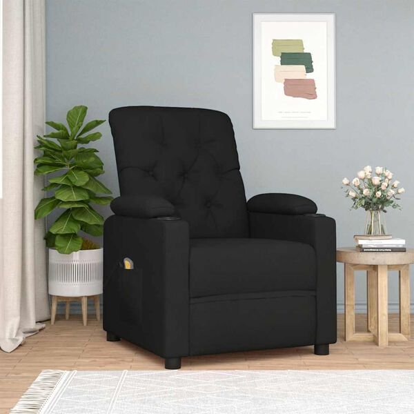 vidaXL Massage Recliner Chair Black Fabric