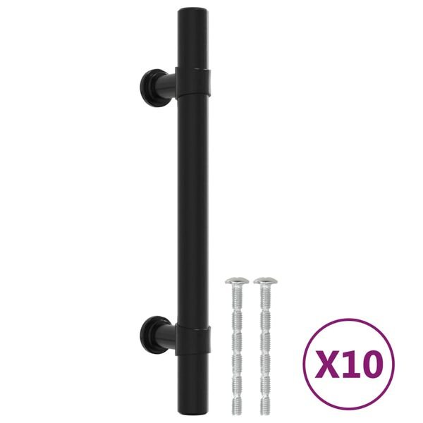 vidaXL Cabinet Handles 10 pcs Black 96 mm Stainless Steel