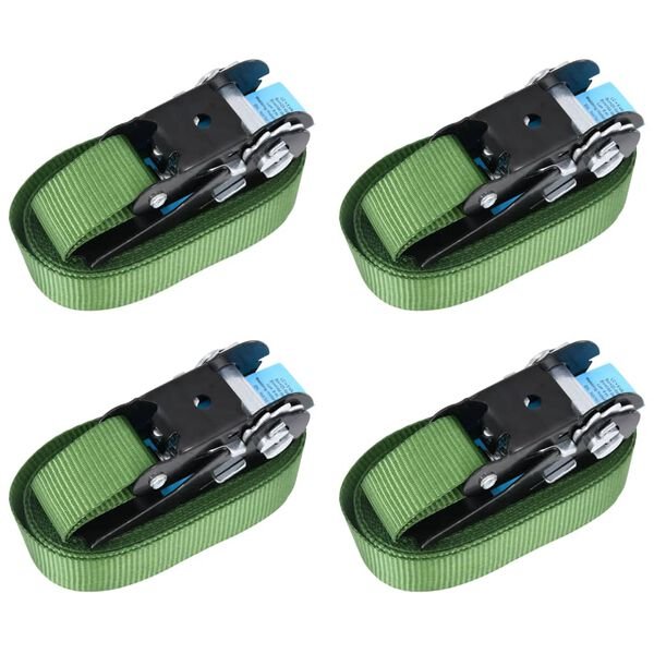 vidaXL Ratchet Tie Down Straps 4 pcs 800 daN 6 m Green