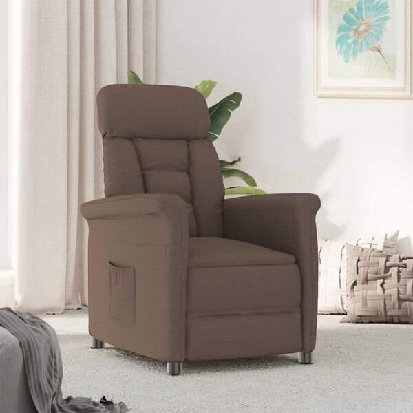 vidaXL Recliner Chair Brown Dark brown 70.5 x 96.5 x 95 cm Fabric