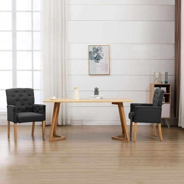 vidaXL Dining Chair with Armrests Grey Fabric