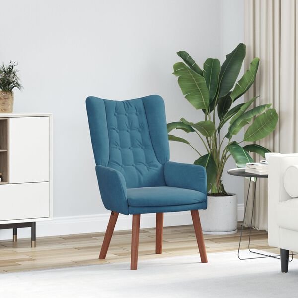 vidaXL Relaxing Chair Blue 63 x 67 x 94 cm Velvet