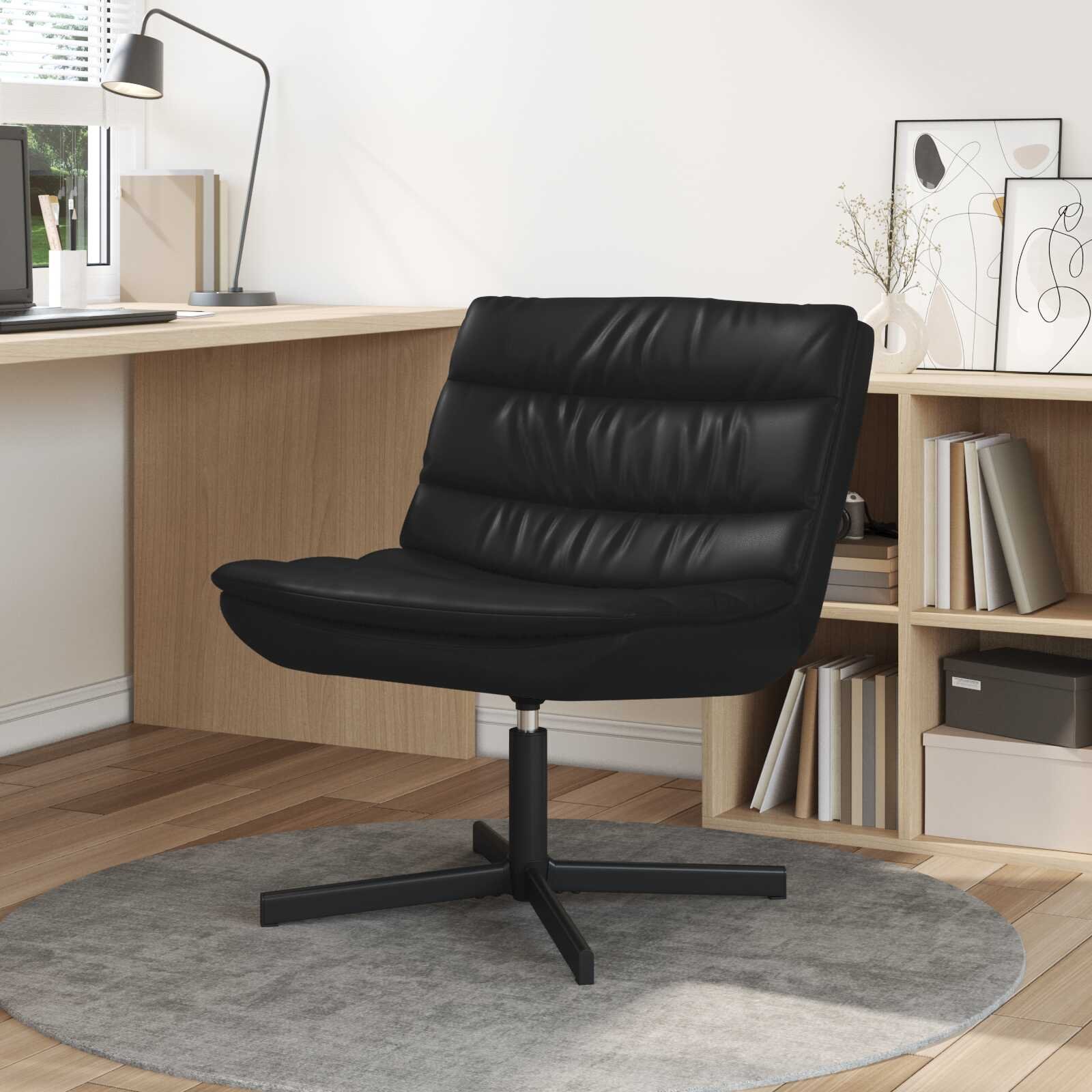 vidaXL Swivel Chair Black 63 x 75 x 76 cm Faux leather
