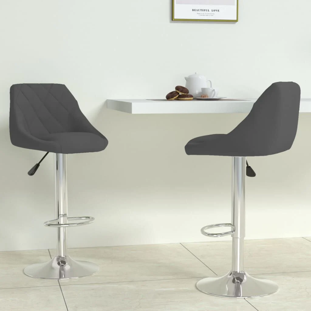 vidaXL Bar Stool 2 Pcs Dark Grey Velvet