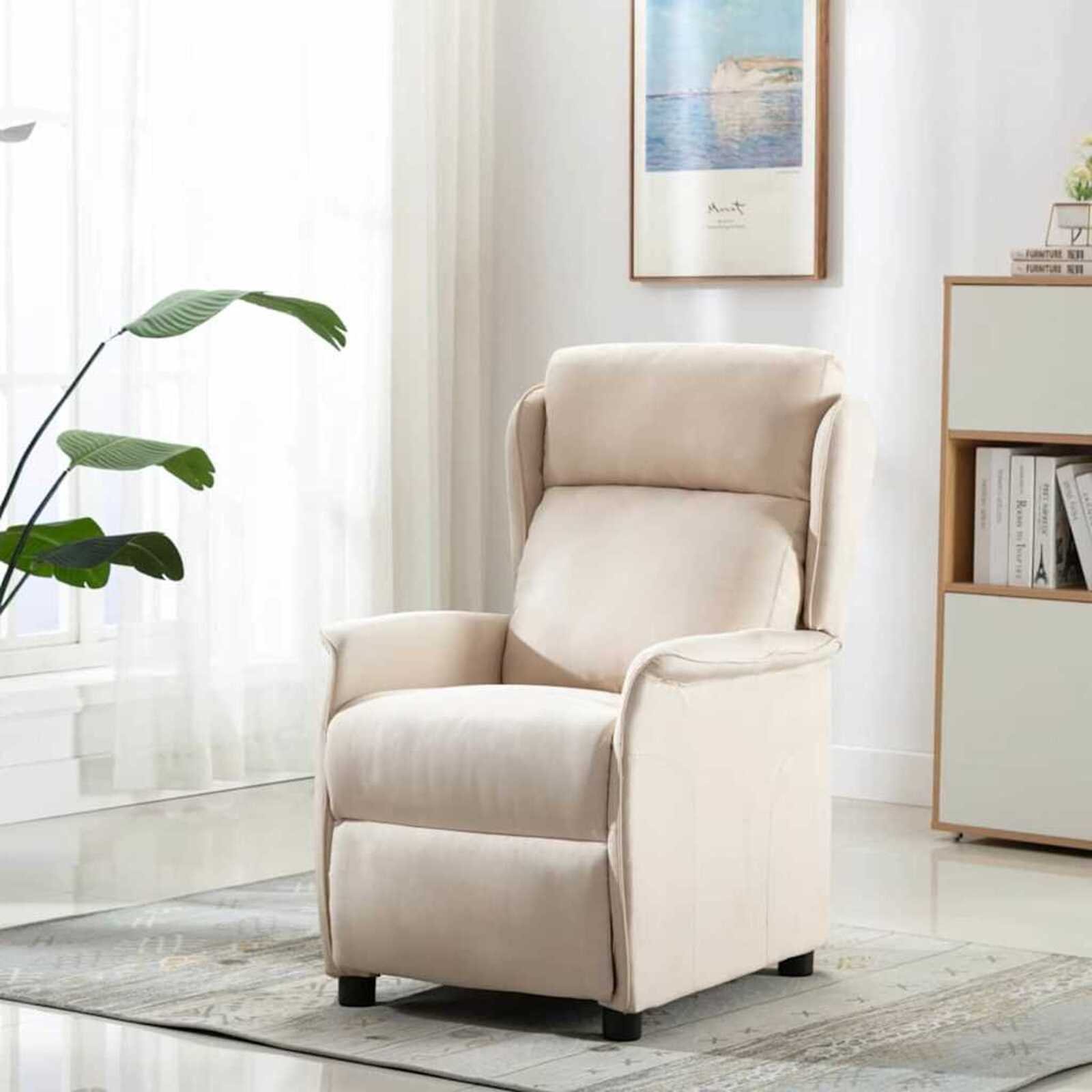 vidaXL Recliner Chair Cream 67.5 x 93.5 x 101.5 cm Fabric