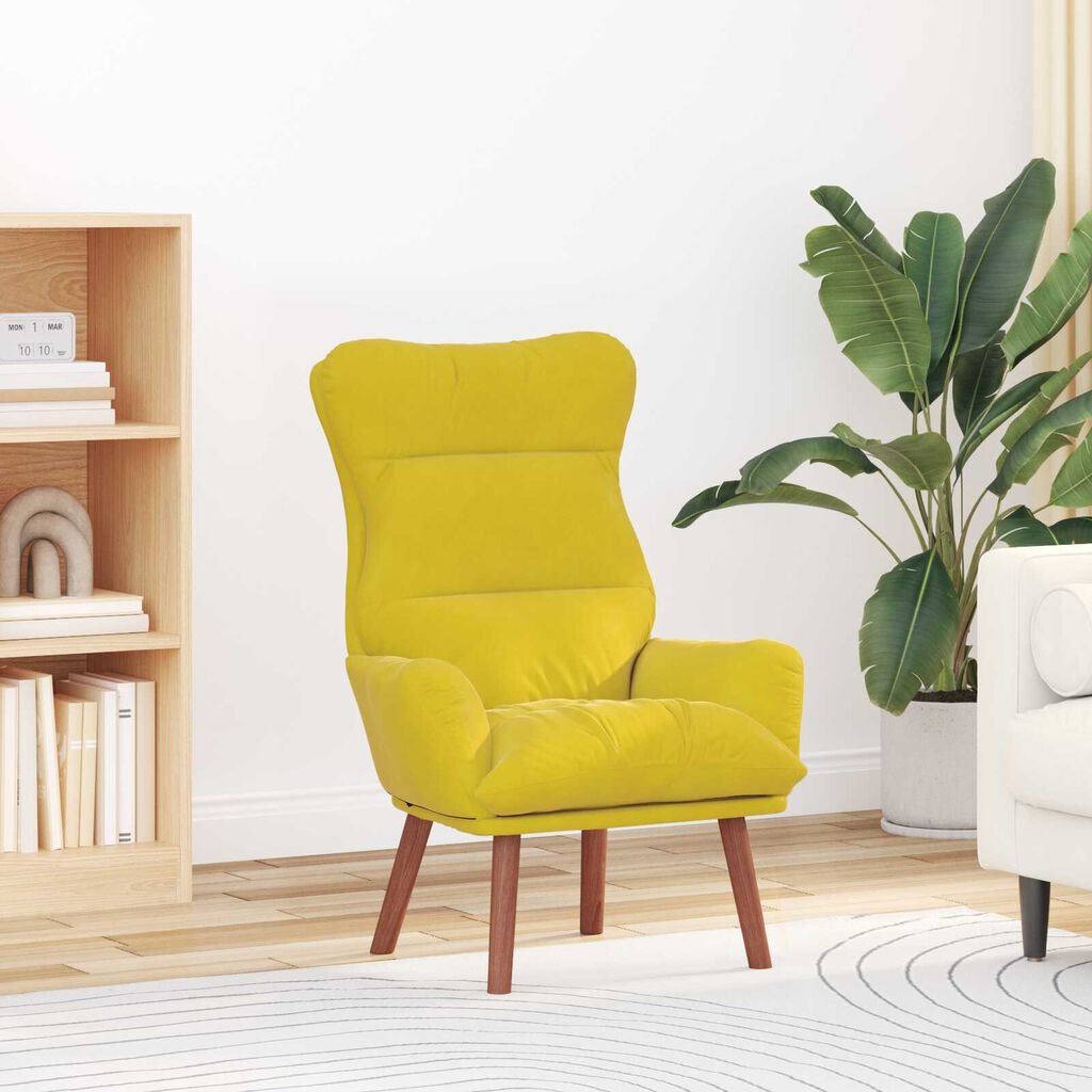 vidaXL Relaxing Chair Yellow 69 x 74 x 93 cm Velvet