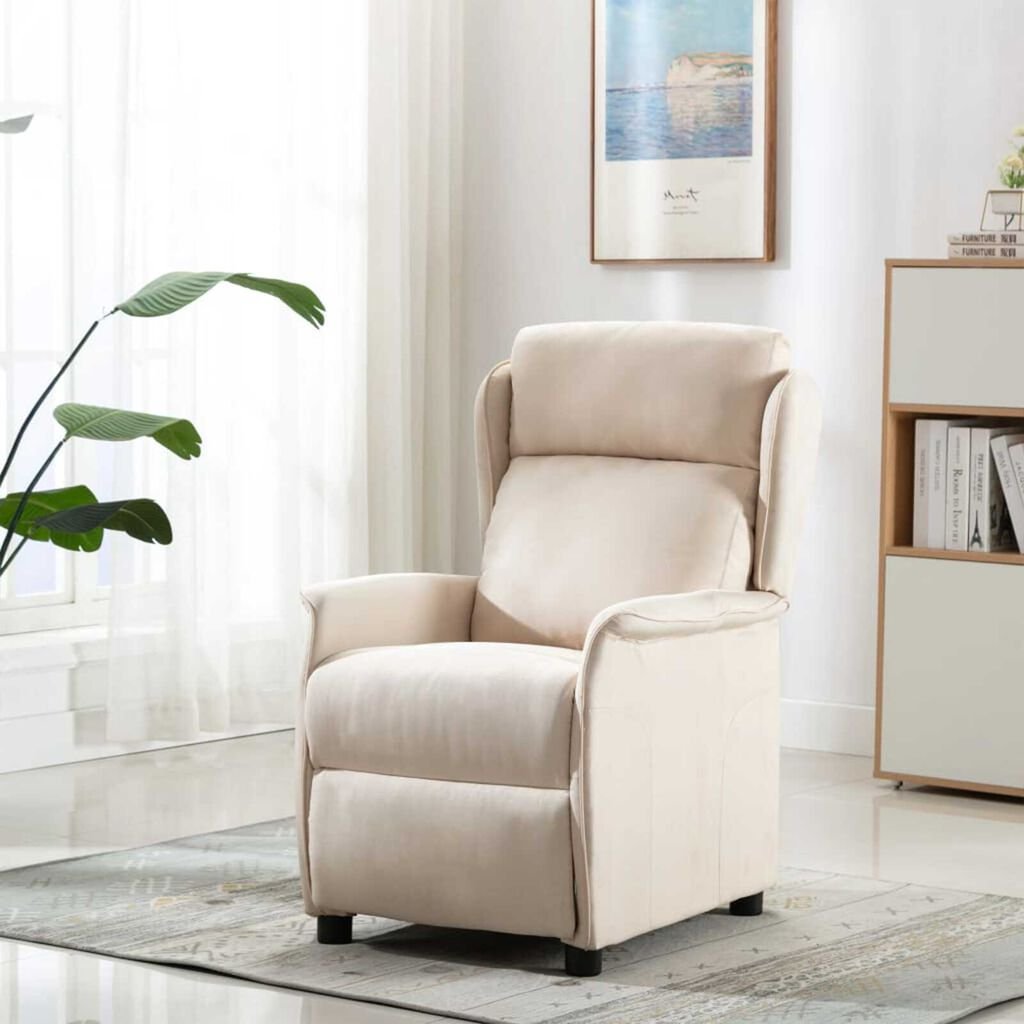 vidaXL Massage Chair with Cushion Cream 67.5 x 93.5 x 101.5 cm Fabric