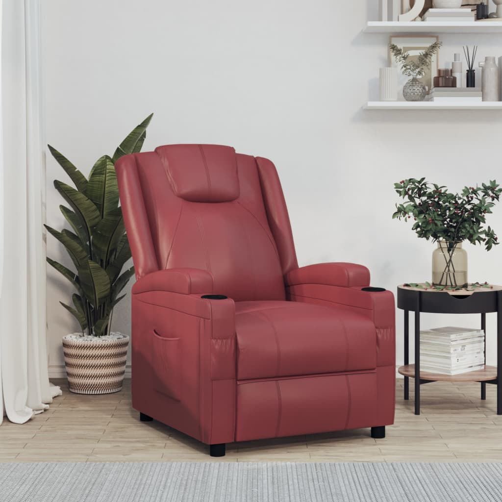 vidaXL Recliner Chair Wine Red Faux Leather