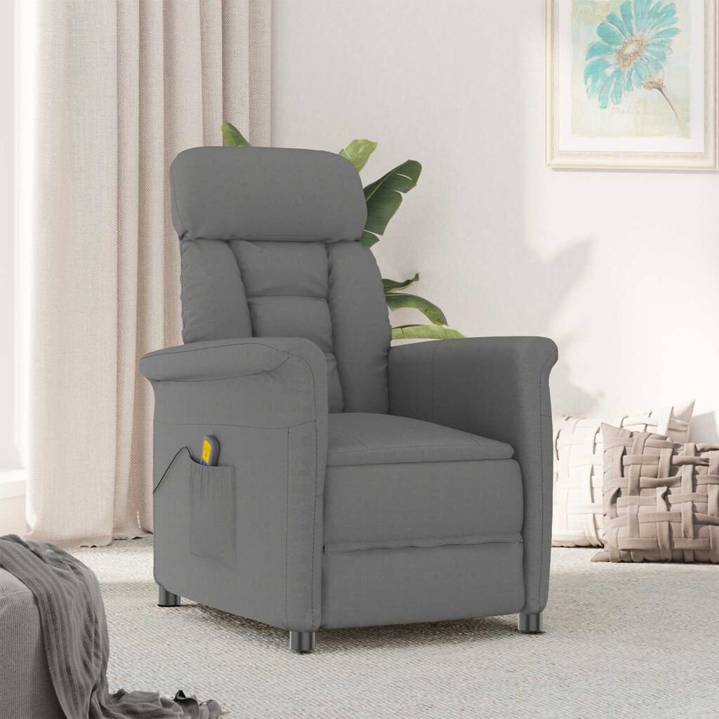 vidaXL Massage Chair Dark grey 70.5 x 96.5 x 95 cm Polyester