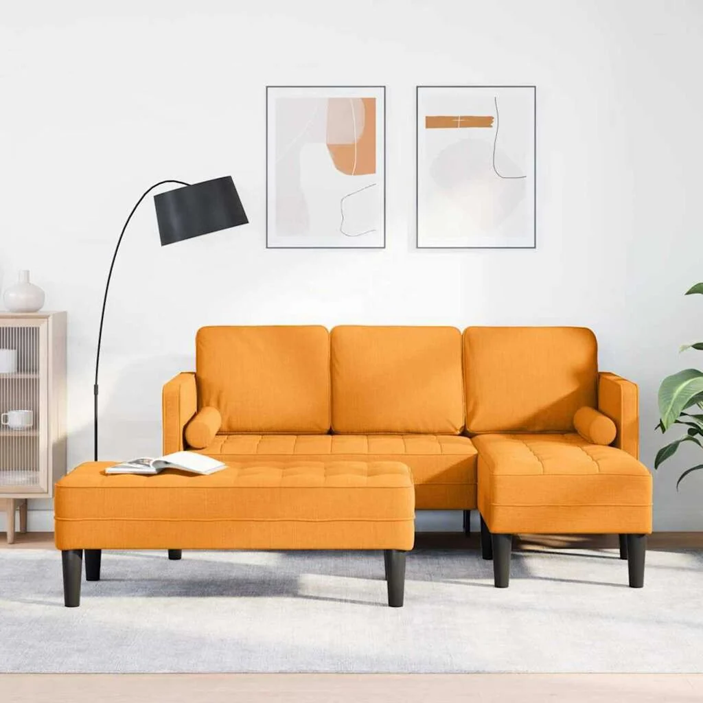 vidaXL Sofa Set 2 pcs Dark Yellow 173 x 131 x 67 cm Fabric