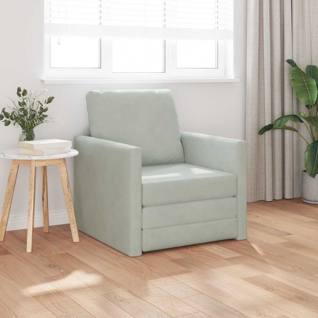 vidaXL Floor Sofa Bed with Cushion Light grey 74 x 77 x 81 cm Velvet