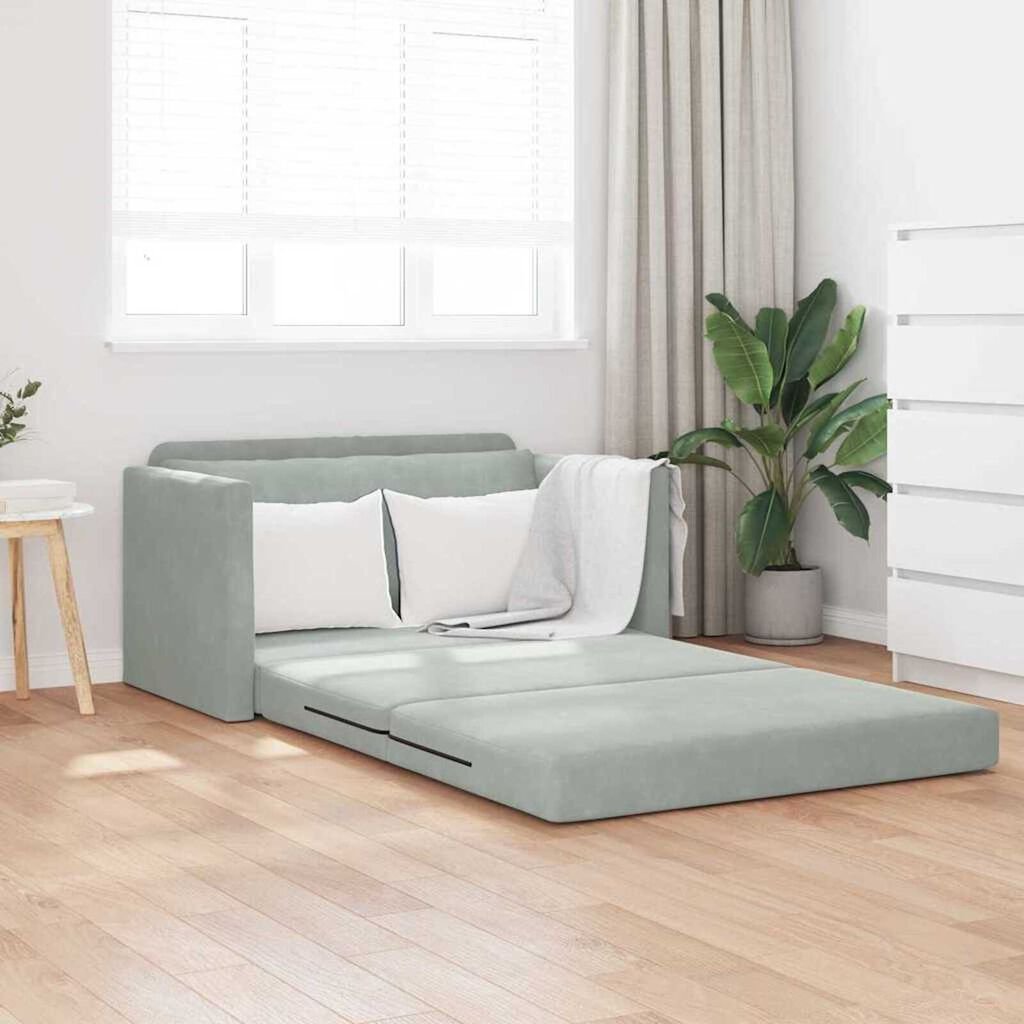 vidaXL Sofa Bed Light grey 124 x 204 x 61 cm Velvet