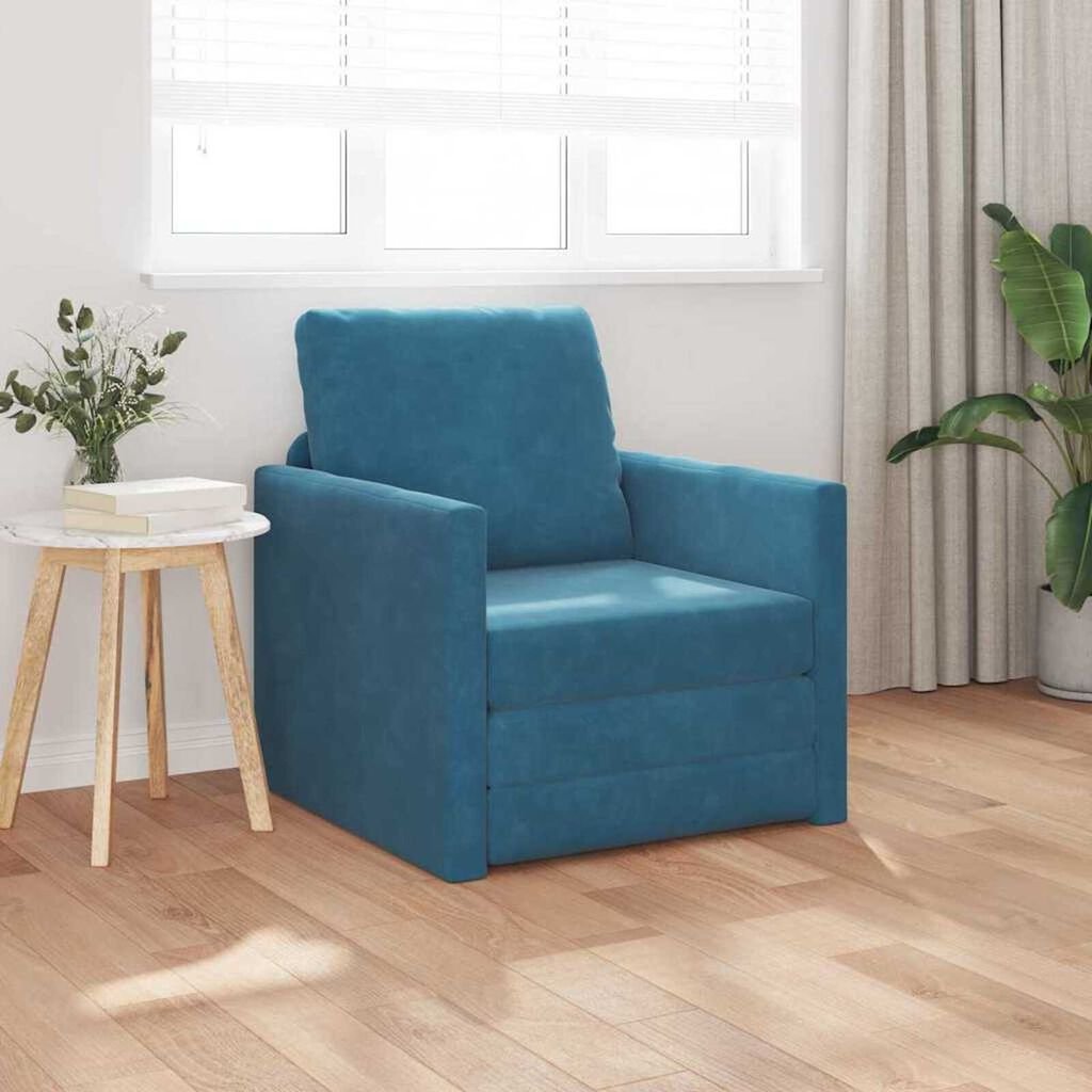 vidaXL Floor Sofa Bed with Cushion Blue 74 x 77 x 81 cm Velvet