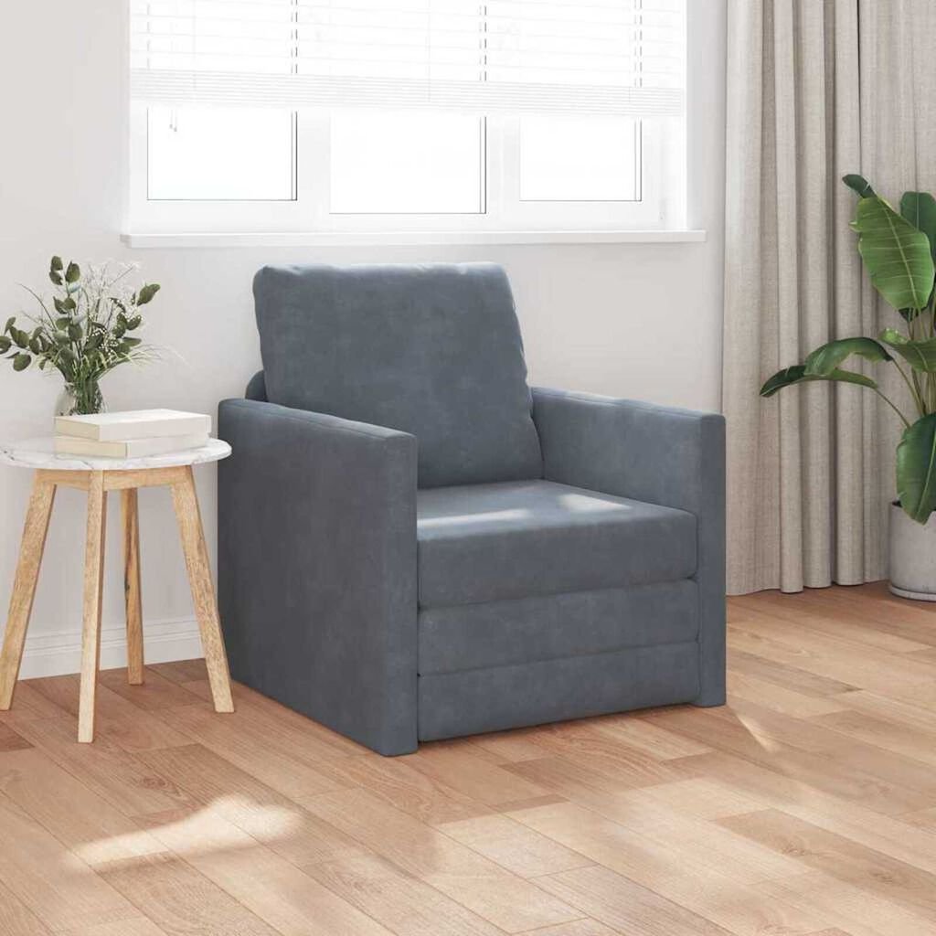 vidaXL Floor Sofa Bed with Cushion Dark grey 74 x 77 x 81 cm Velvet