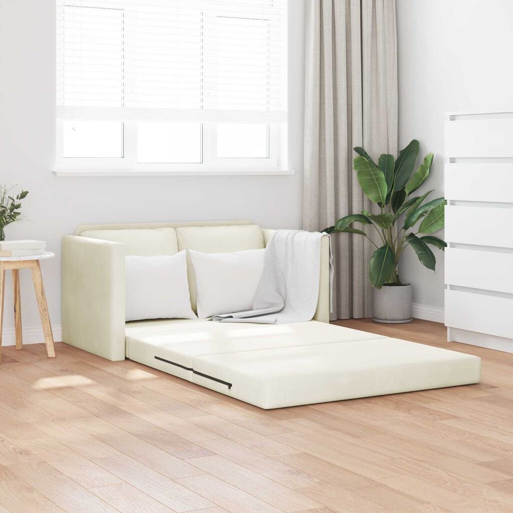 vidaXL Floor Sofa Bed with Cushion Cream 122 x 70 x 60 cm Velvet