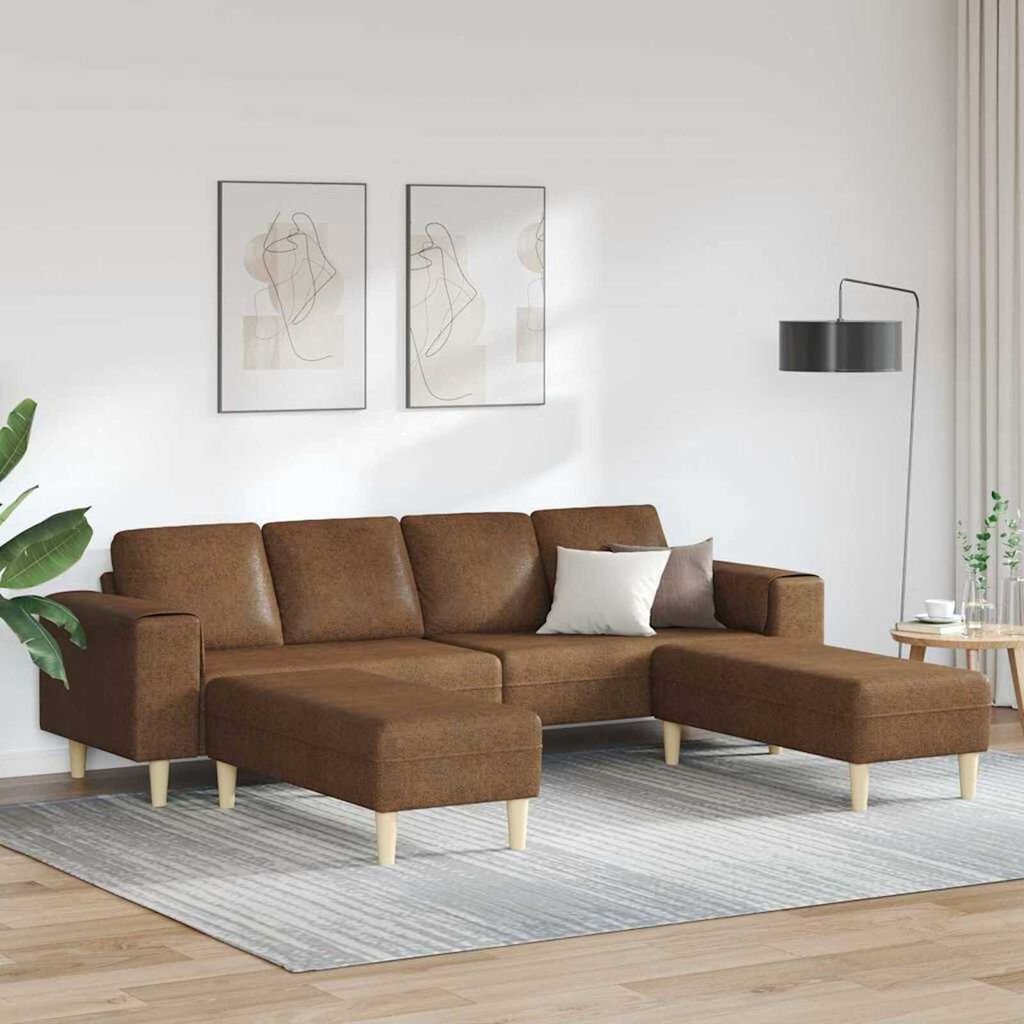 Sofa Set 3 pcs Brown Faux suede leather