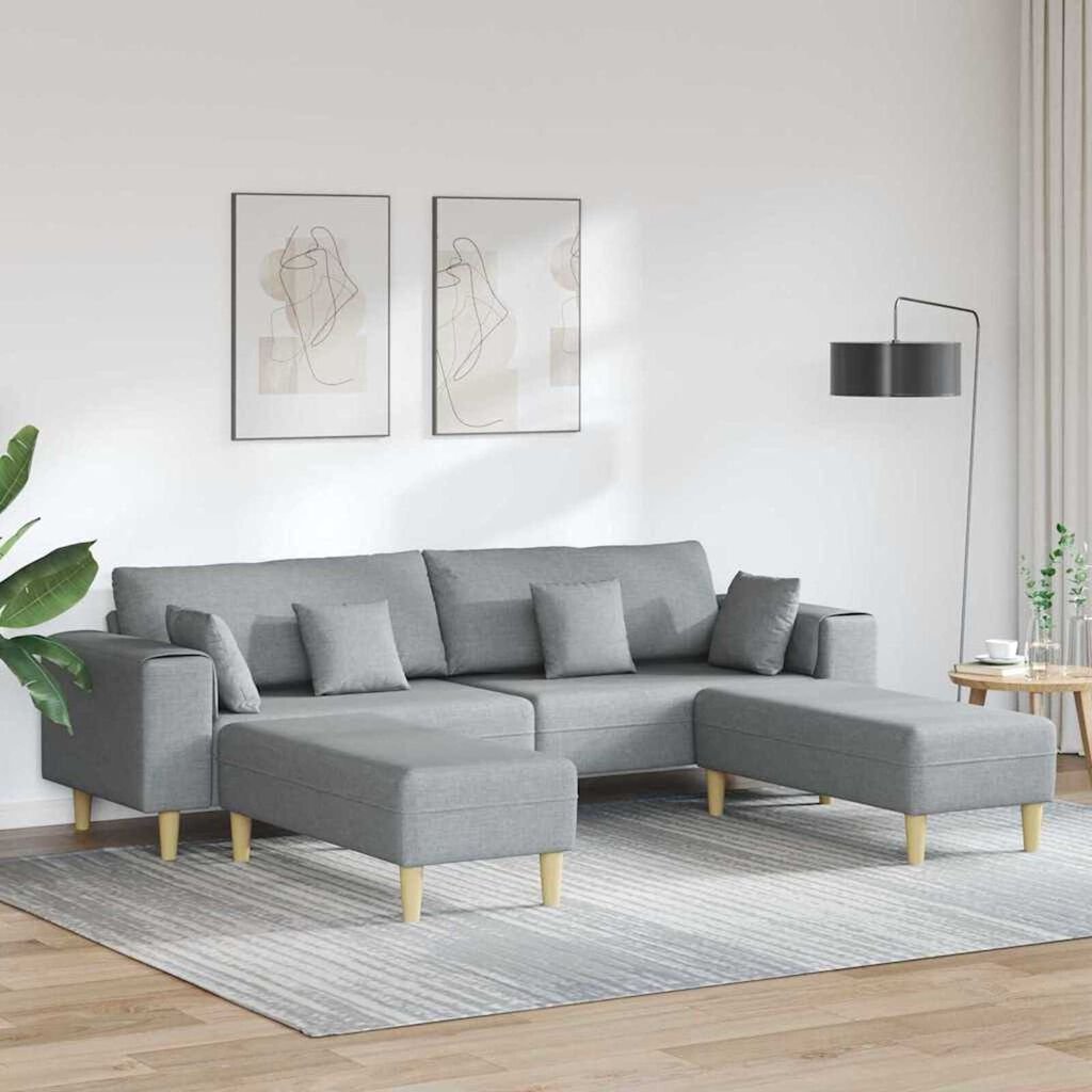 Fabric Sofa with Cushion 3 pcs Light Grey 208 cm Fabric