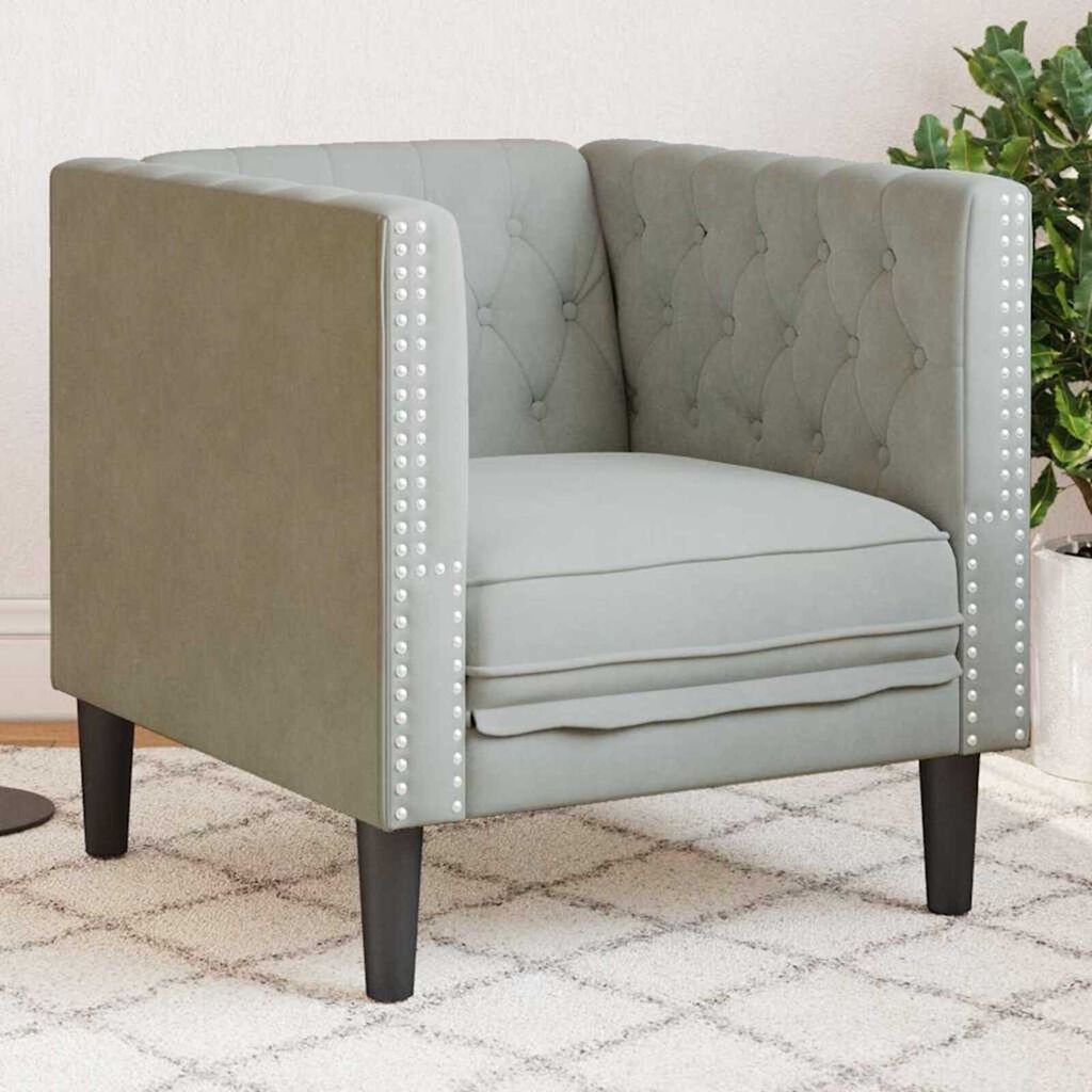vidaXL Chesterfield Sofa Chair Light grey 71 x 74.5 x 70.5 cm Velvet