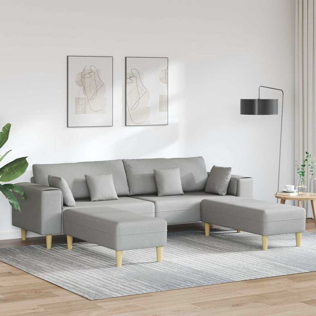 Fabric Sofa with Cushion 3 pcs Cloud Grey 208 cm Fabric