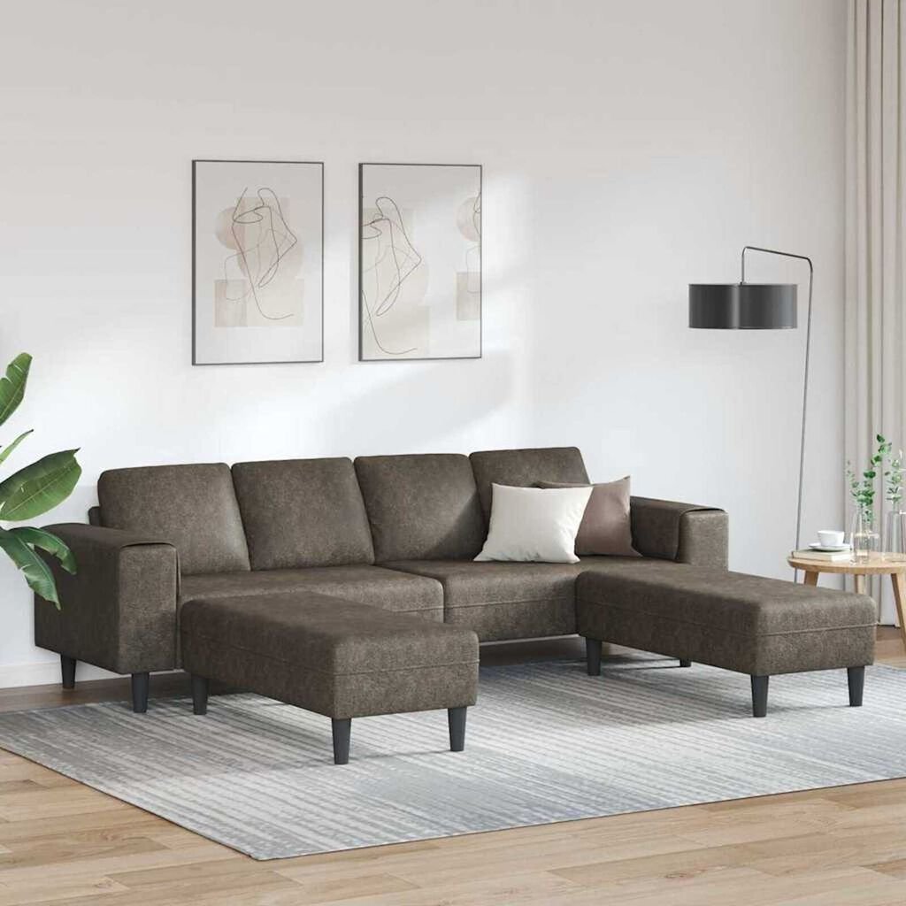 Sofa Set 3 pcs Dark grey Faux suede leather